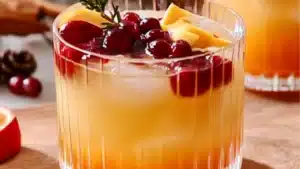 thanksgiving punch cocktail with orange slices and cranberries