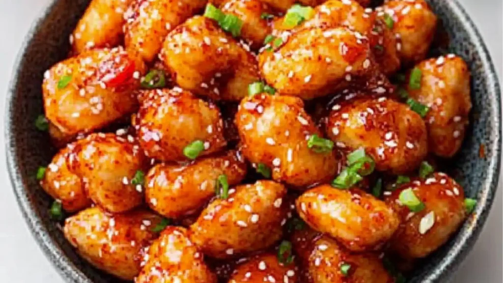 easy sweet chili chicken bowl recipe with limes and cilantro on the side