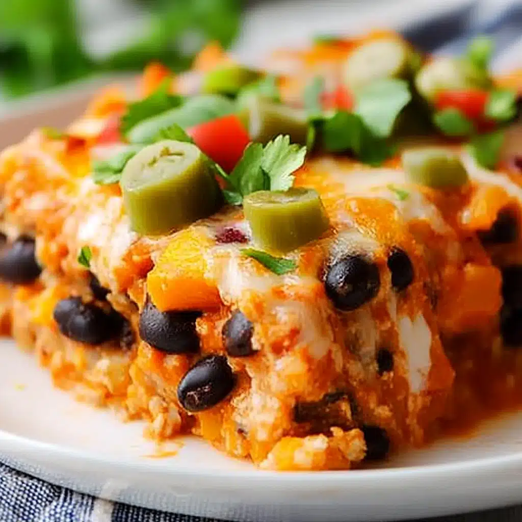 Black Bean and Butternut Squash Enchilada Casserole