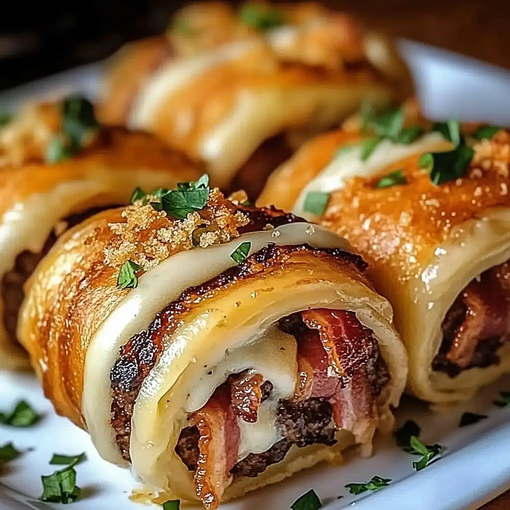 Garlic Butter Bacon Cheeseburger Rollups