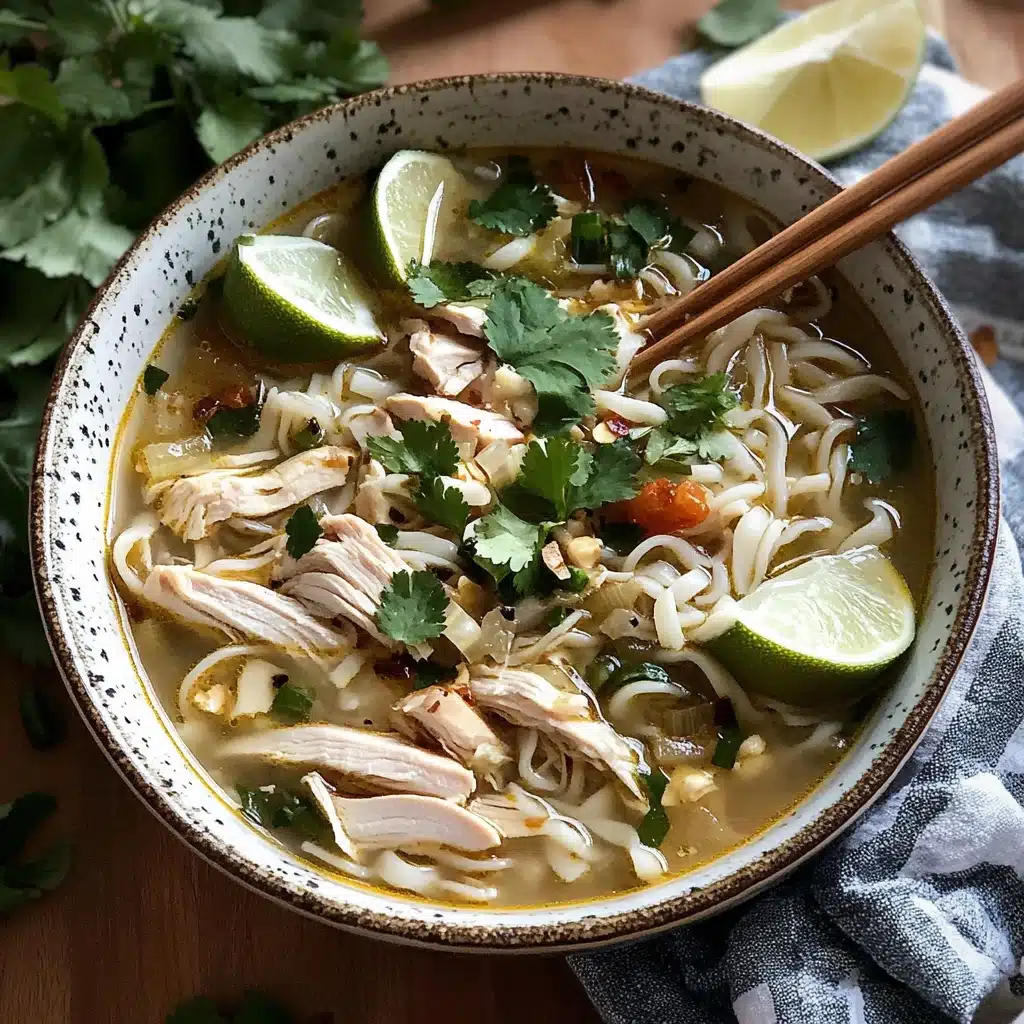 Gingery Chicken and Rice Noodle Soup