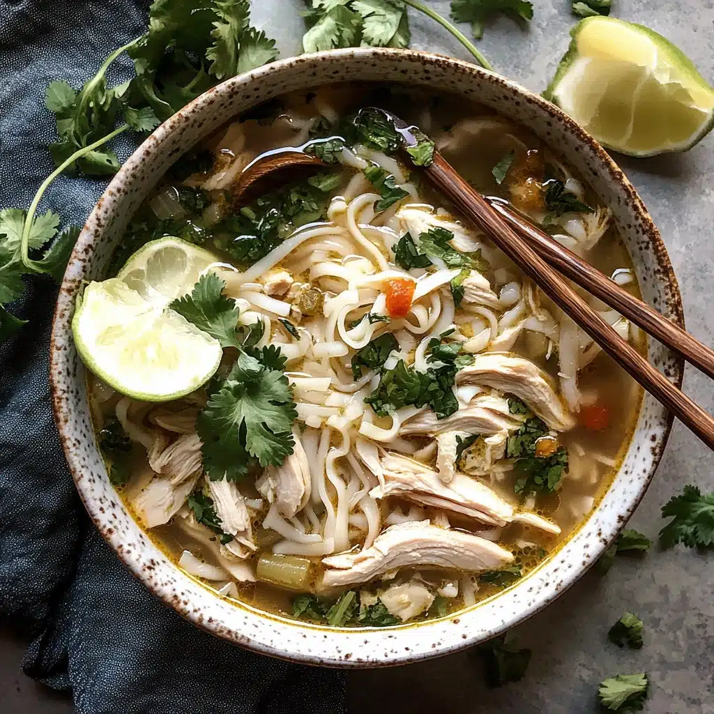 Gingery Chicken and Rice Noodle Soup