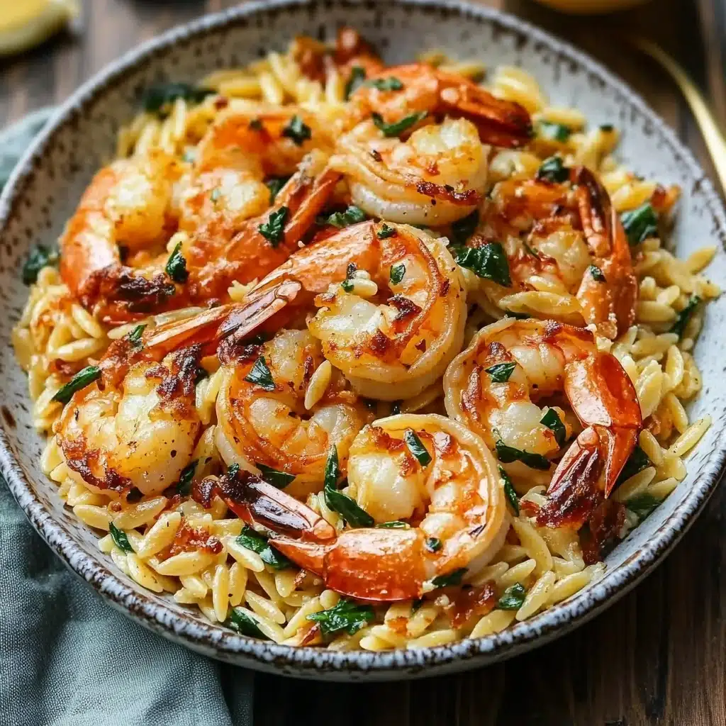 Lemon Feta Orzo Roasted Shrimp
