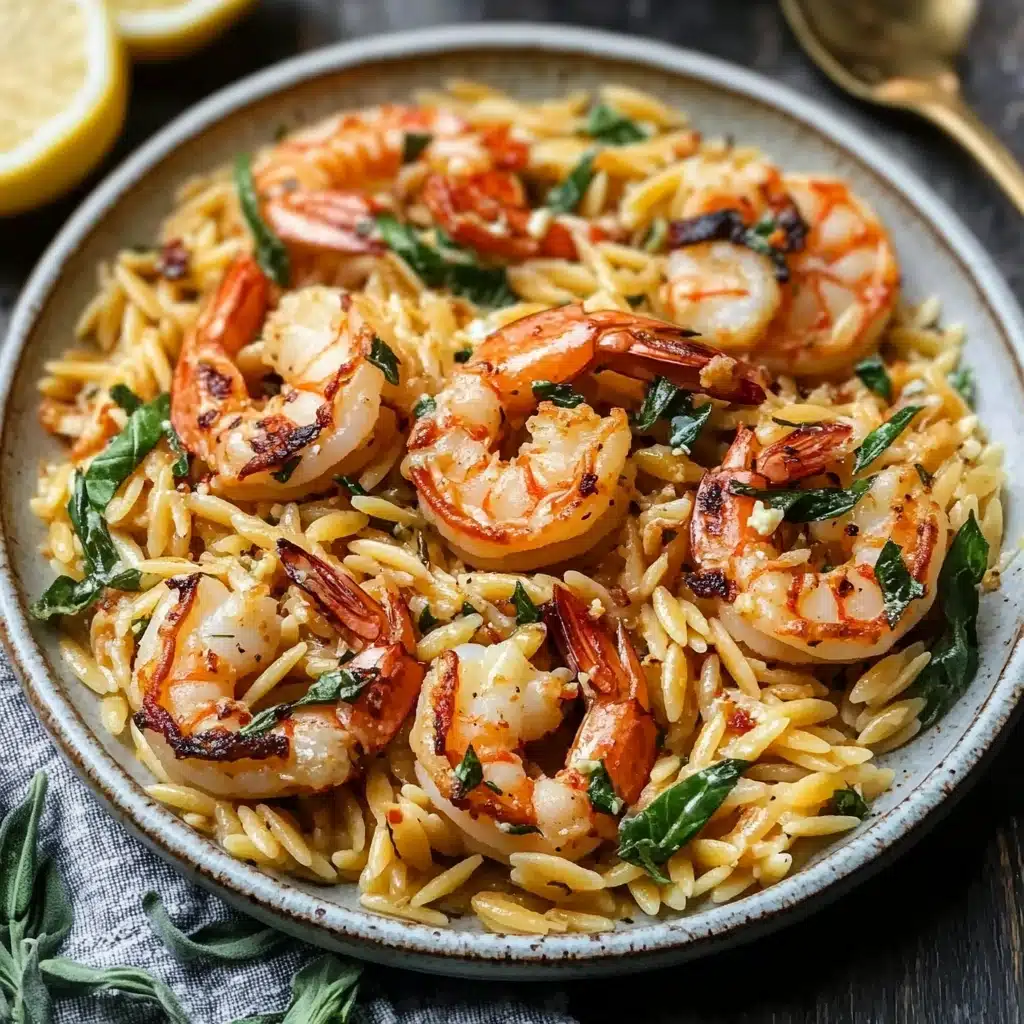 Lemon Feta Orzo Roasted Shrimp