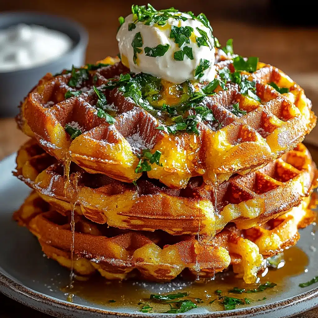 Spicy Cheddar Jalapeño Cornbread Waffles