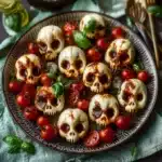 Spooky Mozzarella Skulls