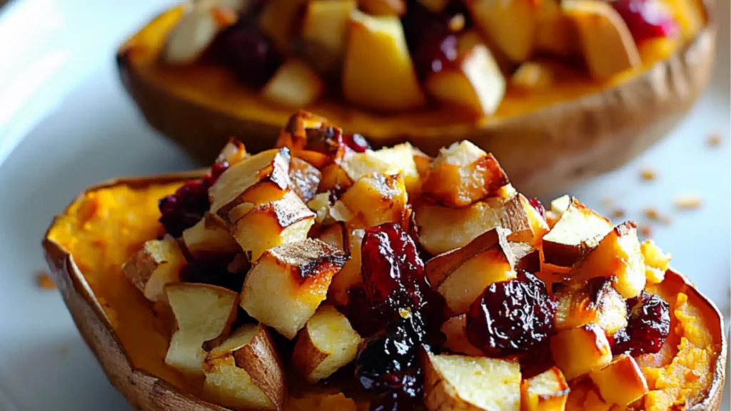 cranberry apple twice baked sweet potatoes