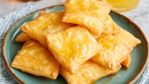 mexican sopapillas with sweet and delicious dessert toppings on them are served in white plates