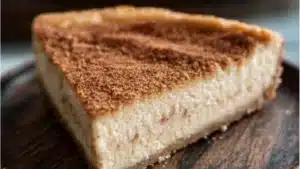 a cheesecake with cinnamon sticks on top and the words, snickkerdoodle cheesecake