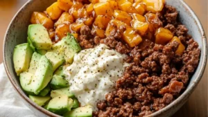 Ground Beef Hot Honey Bowl