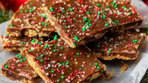 two pieces of chocolate christmas coffee on top of each other with the words only ingredients needed