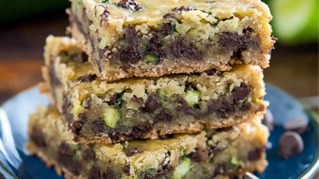 Gooey chocolate chip zucchini bars perfect for a sweet and sneaky veggie dessert