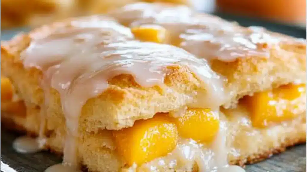 peach butter swim biscuits with icing on top