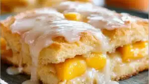 peach butter swim biscuits with icing on top