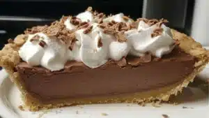 no bake nutella pie on a white plate