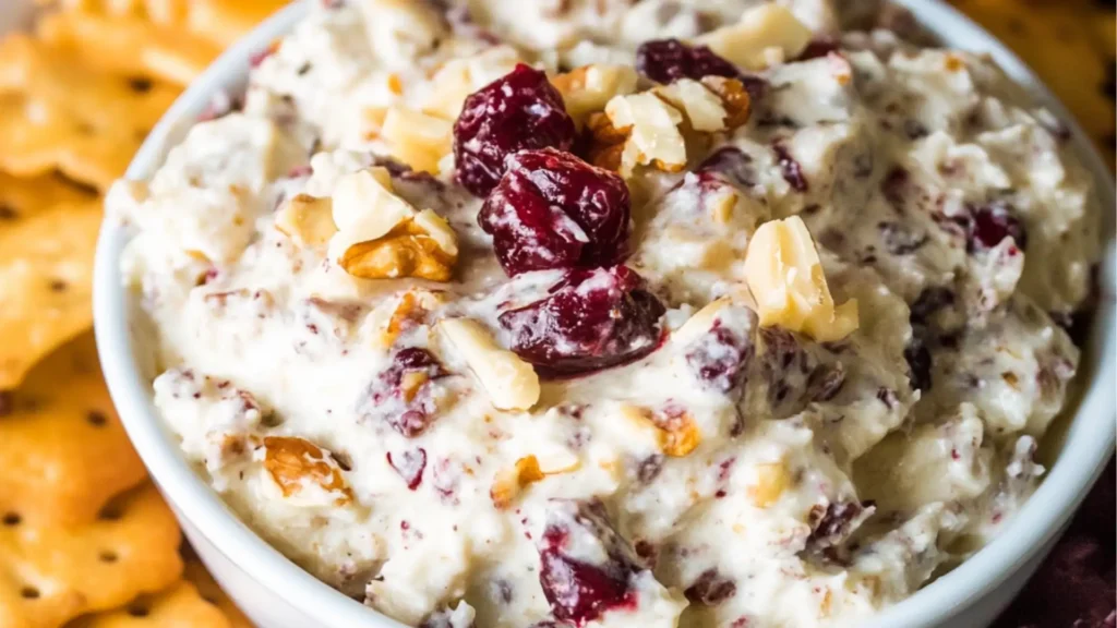 cranberry walnut dip with cracker