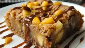 apple dessert brownies stacked on top of each other