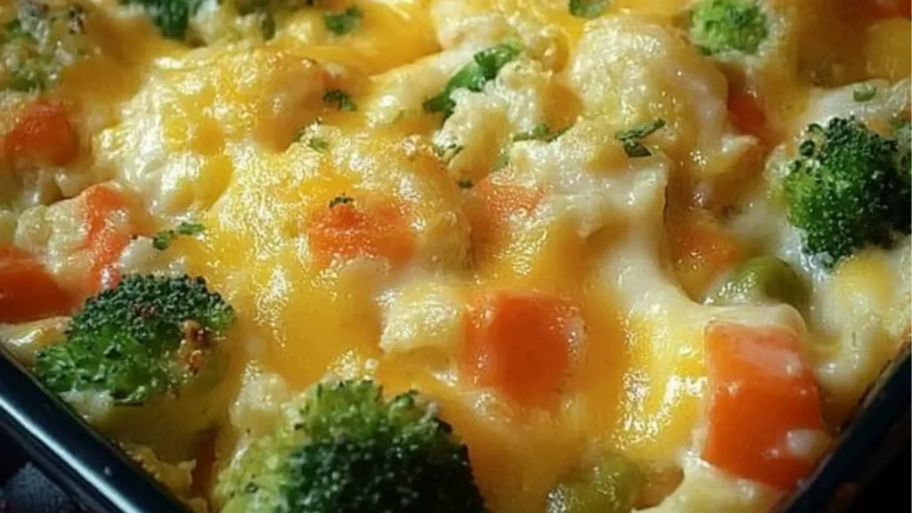cheesy vegetable casserole with creamy, baked and freeze - friendly