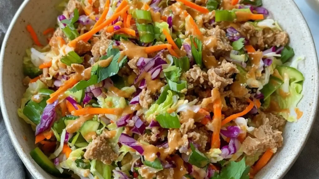 the salad bowl is loaded with vegetables, cucumbers and sprouts
