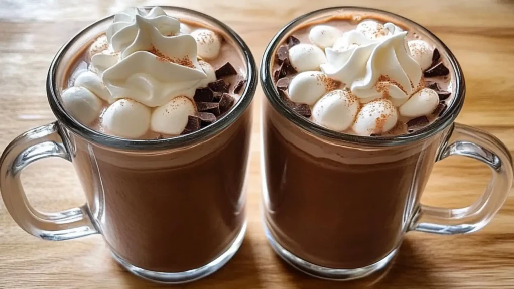 Whipped Hot Chocolate: A cozy video showcasing the preparation of frothy hot chocolate topped with creamy foam and chocolate shavings, inviting you to enjoy the comforting and indulgent drink in a visually soothing display."