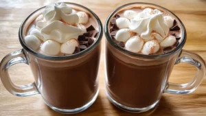 Whipped Hot Chocolate: A cozy video showcasing the preparation of frothy hot chocolate topped with creamy foam and chocolate shavings, inviting you to enjoy the comforting and indulgent drink in a visually soothing display."