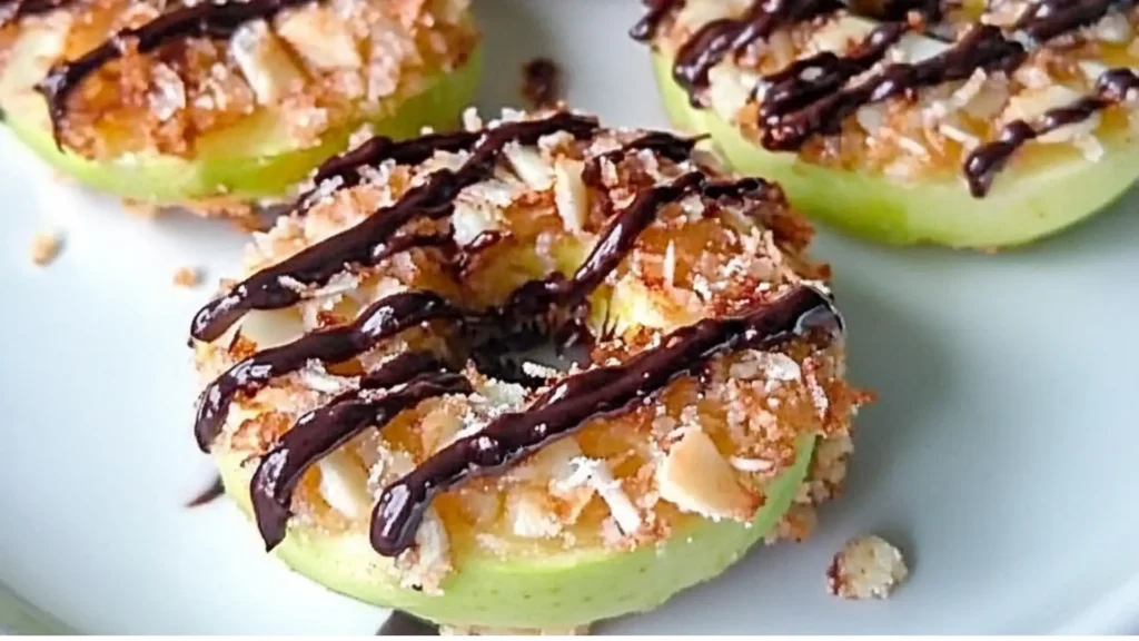 an apple and chocolate sandwich on a cooling rack with the words, apple samosas easy - ingredient healthy treat