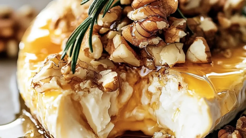 image showing how to make warm honey nut brie the perfect cheese appetizer