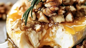 image showing how to make warm honey nut brie the perfect cheese appetizer