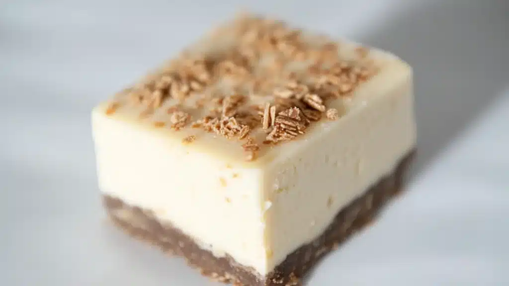 how to make cheesecake fudge on a cutting board with text overlay that reads, how to make cheesecake fudge