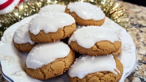 white chocolate dipped chewy maple cookies