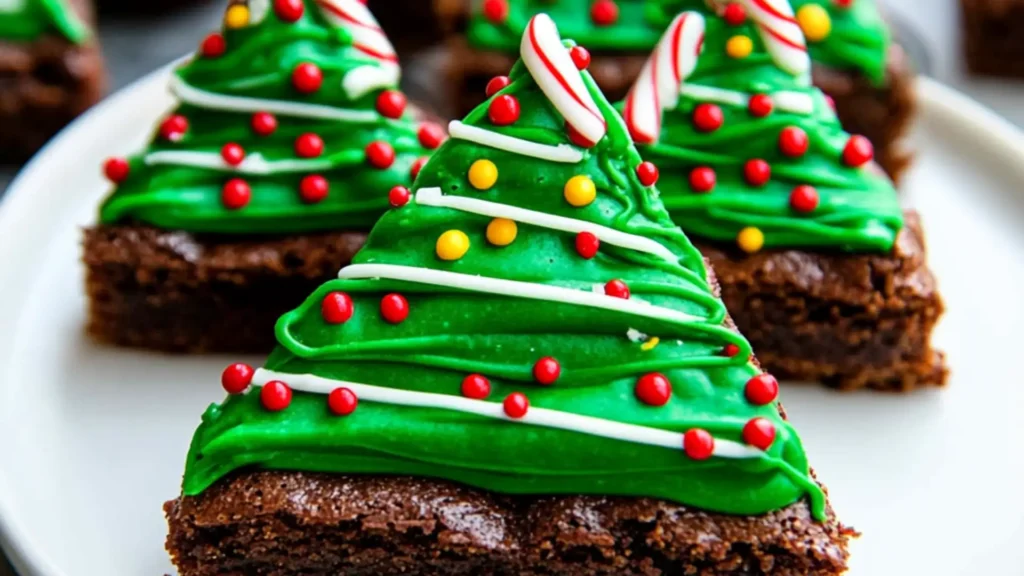 six boxes filled with brownies covered in frosting and sprinkles on top of each other