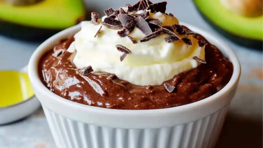 healthy chocolate avocado pudding recipe in a food processor