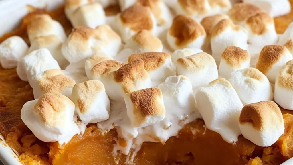 sweet potato casserole with marshmallows is an easy and delicious side dish
