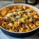 Golden Cheese Steak Tortellini Casserole