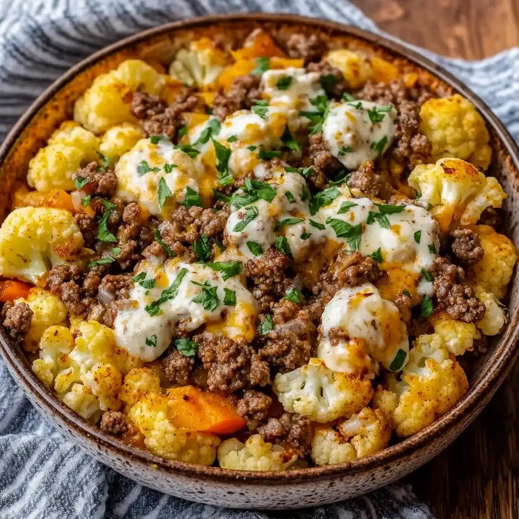 Crispy Chile Ground Beef and Cauliflower Protein Bowls