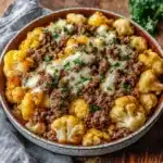 Crispy Chile Ground Beef and Cauliflower Protein Bowls