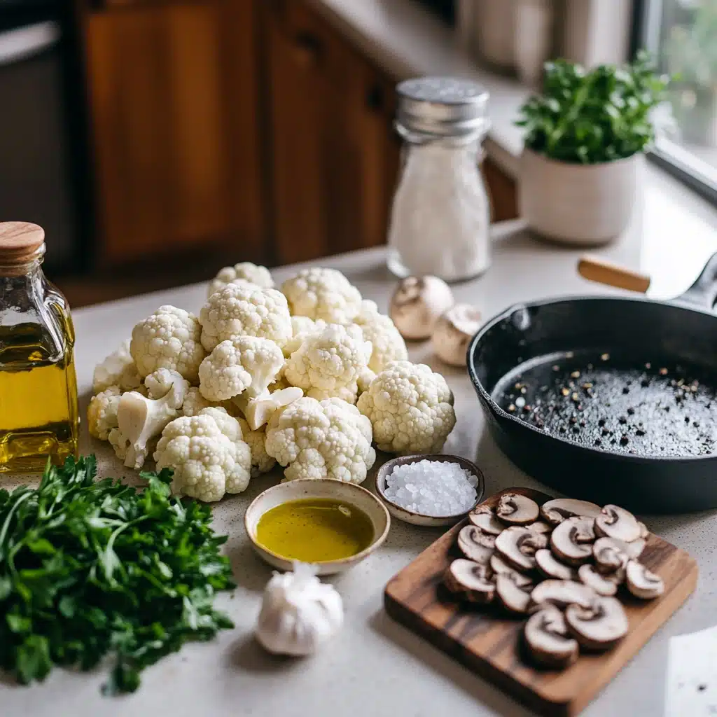 Garlic Cauliflower and Mushroom Skillet