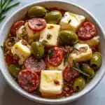Marinated Cheese Appetizer with Salami & Green Olives
