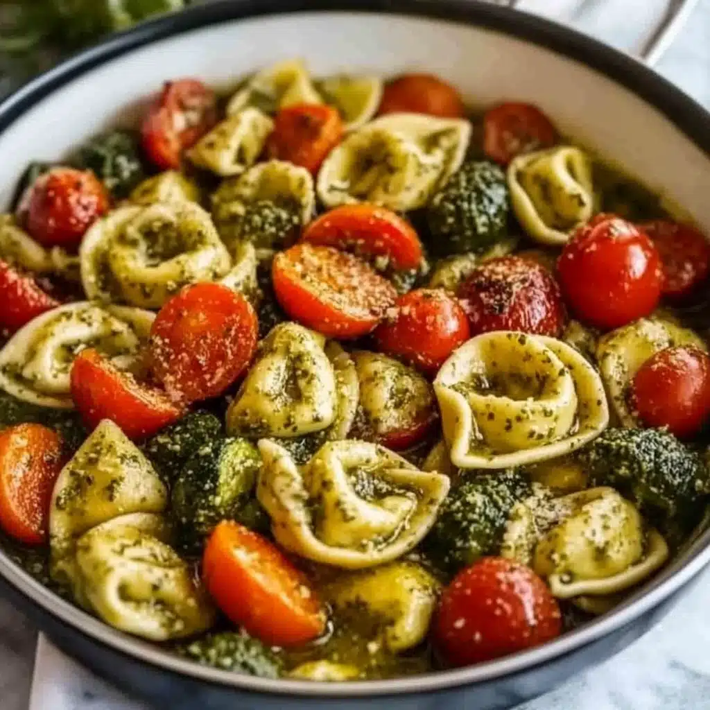 One-Pan Pesto Chicken, Tortellini, and Veggies
