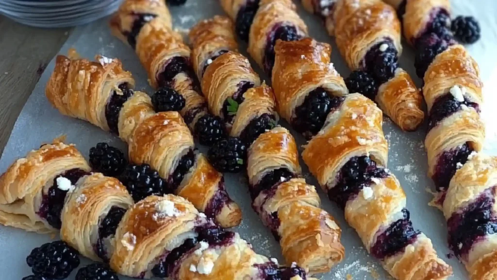 several croissants with berries