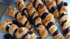 several croissants with berries