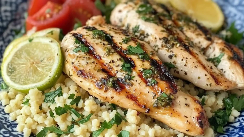 lemon herb grilled chicken with couscous