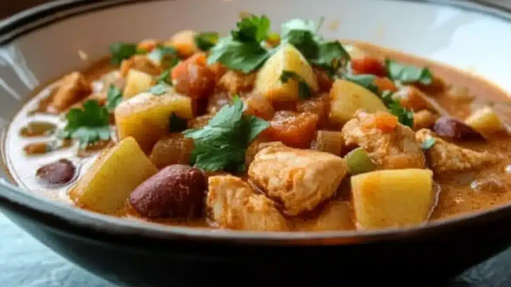 bowls of delicious white cheddar apple chicken chili with text overlay that reads delicious white cheddar apple chicken chili