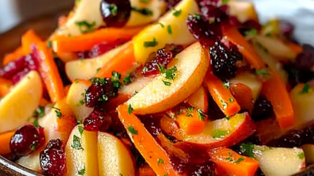 bowl filled with carrots and cranberry salad