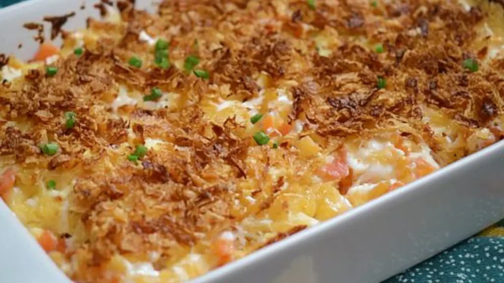 the casserole has been cooked and is ready to be eaten with a fork