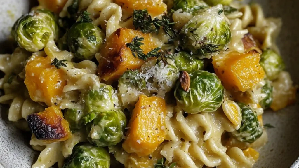 pictures showing different types of pasta and vegetables in a skillet with the words roasted vegetable fall pasta