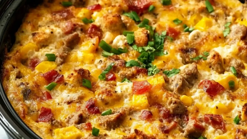 the ultimate overnight breakfast casserole in the slow cooker