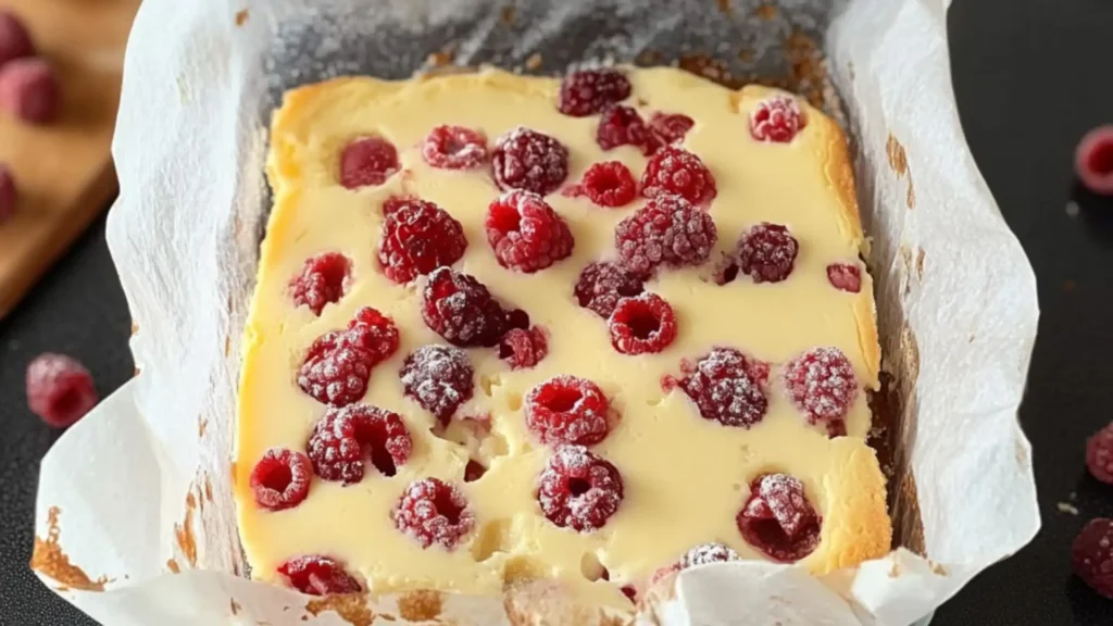 a cake with blueberries and strawberries on it