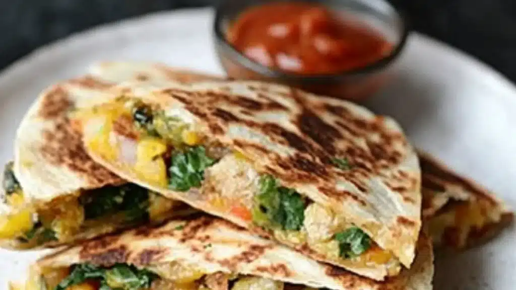 breakfast quesadillas with salsa on the side