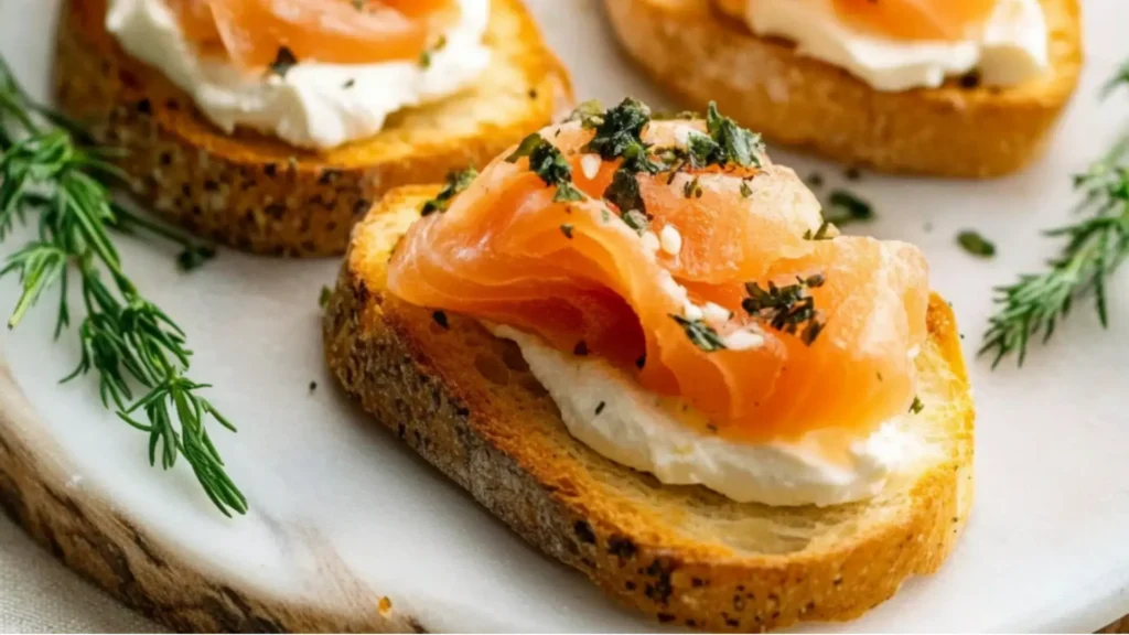Smoked salmon crostini appetizer recipe